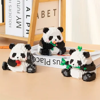 Divovska panda Cvijet Gradivni blokovi Kineske igračke Djeca Inteligencija Zgrada Mini granule poklon za djevojke Dječak zagonetka